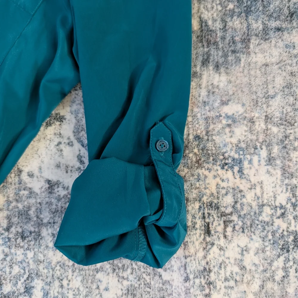 EUC Ladies Old Navy Tie Up Sleeve Tie Waist Long Sleeve Shirtdress Dress Sz S - Picture 2 of 9